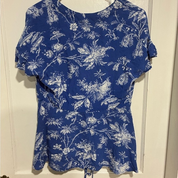 Anthropologie Maeve Blue and White Floral Blouse Size 4 - Picture 5 of 6